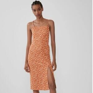 Zara Women's Orange and Cream floral Dress